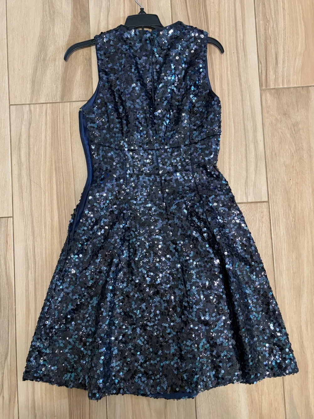 KATE SPADE Navy Blue Sequin Fit & Flare Sleeveless Dress Size 4